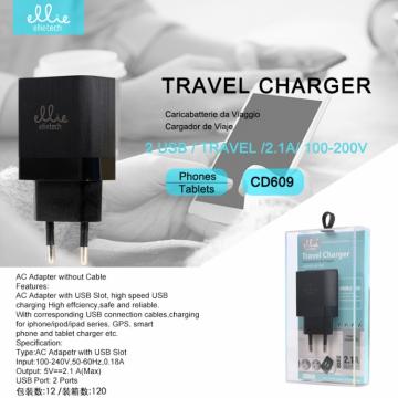 Ellietech CD609 Chargeur 2USB 2.1A Noir