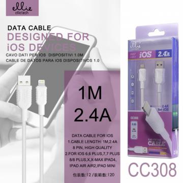 Ellietech CC308 Câble Lightning 2.4A 1M Blanc