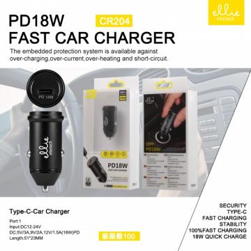 Ellietech CR204 Chargeur de Voiture USB-C PD 20W Rapide