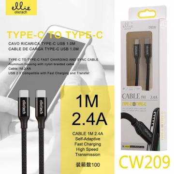 Ellietech CW209 Câble Type-C vers Type-C De Nylon 1M 2.4A