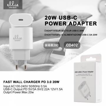 Ellietech CD402 PD 20W Chargeur USB-C Power Delivery 3.0 Charge Rapide