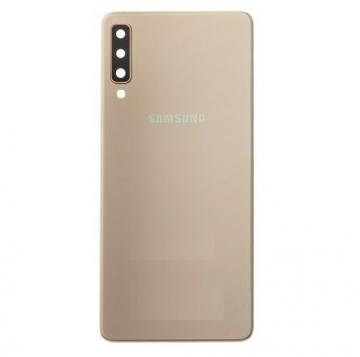 Cache Batterie Avec Lentille et Adhesif Samsung Galaxy A7 2018 (A750F) Dorée No Logo