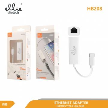 Ellietech HB208 HUB Adaptateur USB 3.1 Type-C vers Ethernet
