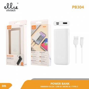 Ellietech PB304 Power Bank 5000mAh 5V / 2A avec 1 USB/1 Micro/1 Type-C OFF30