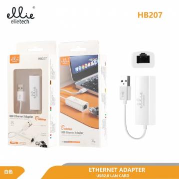 Ellietech HB207 HUB Adaptateur Réseau Ethernet (LAN) Compatible avec Laptop, PC et Tous Les Périphériques Compatibles USB
