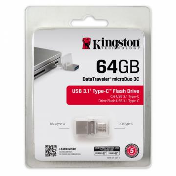 Kingston DataTraveler MicroDuo 3C de Type-C 64GB USB-A+USB-C 3.1