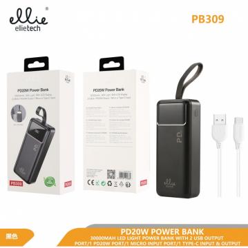 Ellietech PB309 Power Bank 2USB 1PD 20W 30000mAh avec Affichage OFF30