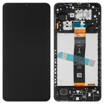 Original Écran Complet Vitre Tactile LCD avec Chassis SAMSUNG A12 2021 (A127) Noir Nappe Noir