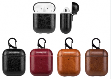 Coque pour Airpods 1 / 2 en cuir PU avec Porte-clés