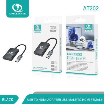 Dynaluna AT202 USB to HDMI Adapter USB Male to HDMI Female