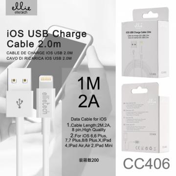 Ellietech CC406 Câble USB vers Lightning 2m 2A Charge Rapide