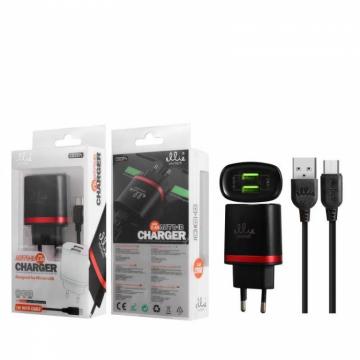 Ellietech CD204 Chargeur avec Câble Micro USB 2 USB 2.4A 1M
