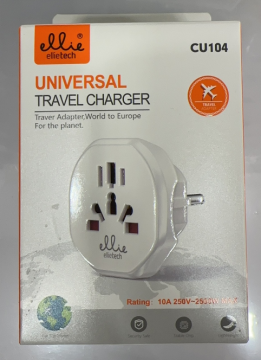 Ellietech CU104 10A 250V-2500W Max Travel Chargeur Blanc Universel