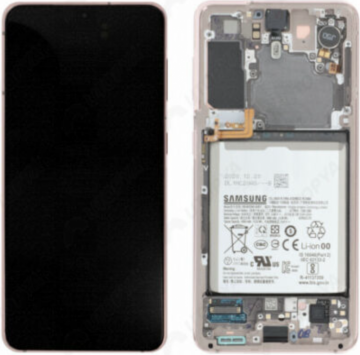 Original Écran Complet Vitre Tactile LCD Châssis Samsung Galaxy S21 5G 2021 (G991B) Service Pack Rose