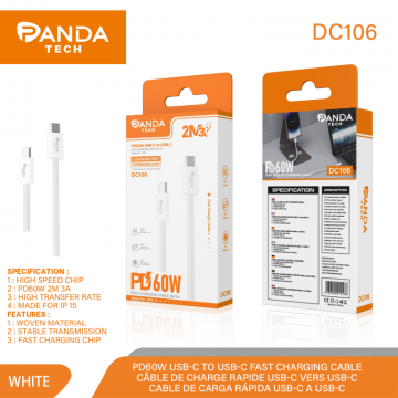 Panda-tech DC106 Fast Charging Câble de charge USB‑C 60W 3A 2M