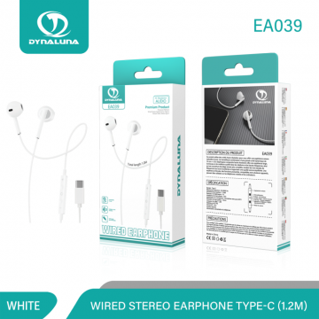 Dynaluna EA039 Stereo Écouteurs pour Type-C Mobile Intra-auriculaires Filaires
