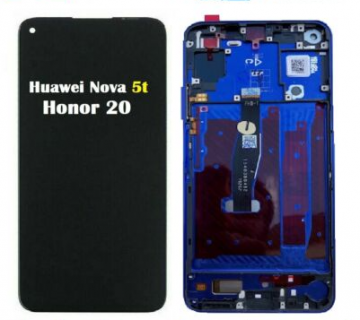 Original Écran Complet Vitre Tactile LCD avec Chassis HUAWEI Honor 20/ Nova 5T Service Pack Bleu