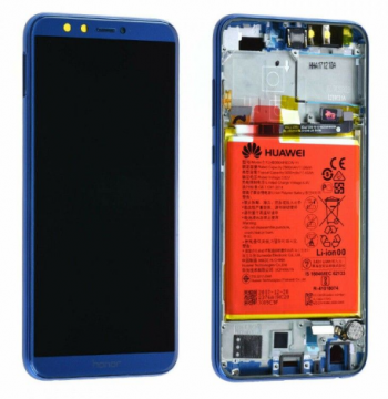 Original Écran Complet Vitre Tactile LCD + Batterie avec Châssis Huawei Honor 9 Lite Service Pack Bleu