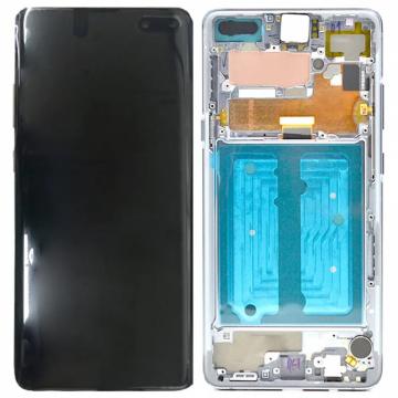 Original Écran Complet Vitre Tactile LCD Châssis Samsung Galaxy S10 5G (G977B) Argent Service Pack