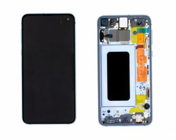 Original Écran Complet Vitre Tactile LCD Châssis Batterie Samsung Galaxy S10e (G970F) Service Pack Bleu