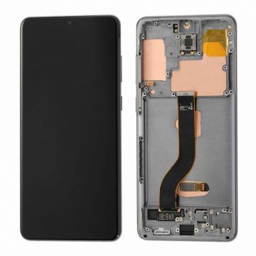 Écran Complet Vitre Tactile LCD SOFT OLED avec chassis Samsung S20 Ultra (S988) Gris