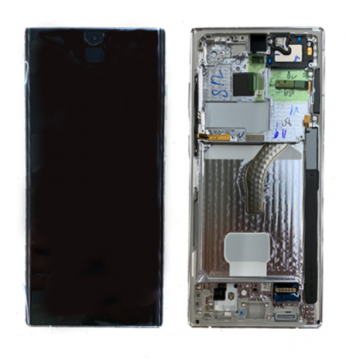 Original Écran Complet Vitre Tactile LCD Samsung Galaxy S22 Ultra 5G 2022 (S908B) Service Pack Graphite/Sky Blue