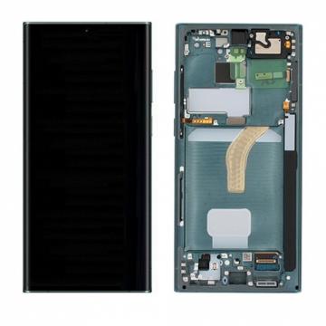 Écran Complet Vitre Tactile LCD SOFT OLED avec chassis Samsung Galaxy S22 Ultra (S980) Vert Compatible pour les Versions Inférieures à Android 15