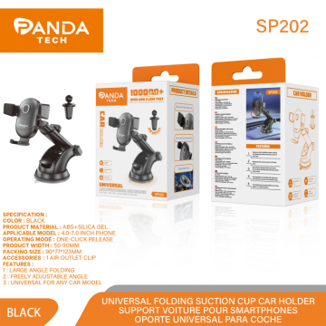 Panda-tech SP202 Support Fixation par Ventouse et Rotatif 360° Noir