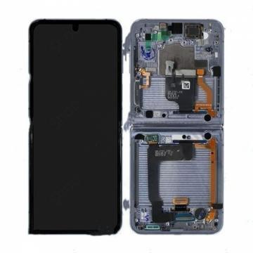 Original Écran Complet Vitre Tactile LCD Intérieur avec Châssis Samsung Galaxy Z Flip 4 Service Pack Bleu