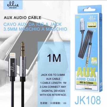 Ellietech JK108 Câble Audio Jack 3.5mm à IOS 1M Noir