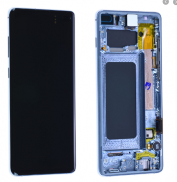 Original Écran Complet Vitre Tactile LCD Châssis Samsung Galaxy S10 Plus/S10+ (G975F) Service Pack Bleu