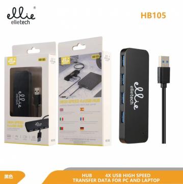 Ellietech HB105 HUB 4 Port USB 2.0 pour PC et Ordinateur Portable