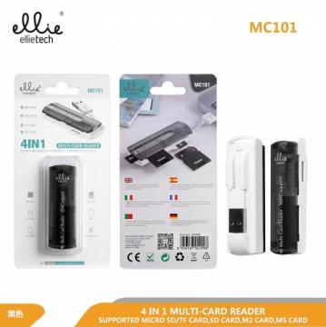 Ellietech MC101 Lecteur Multi-cartes 4 en 1 en Charge Carte Micro SD / TF, Carte SD, Carte M2, Carte MS
