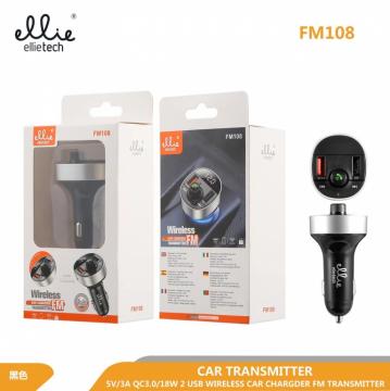 Ellietech FM108 Transmetteur de voiture 18W USB QC3.0 2 USB Chargeur de voiture sans fil