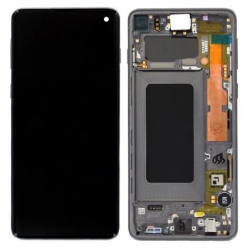 Original Écran Complet Vitre Tactile LCD Châssis Samsung Galaxy S10 (G973F) Service Pack Noir