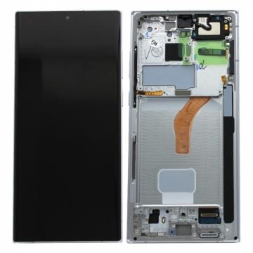 Original Écran Complet Vitre Tactile LCD Samsung Galaxy S22 Ultra 5G 2022 (S908B) Service Pack Blanc