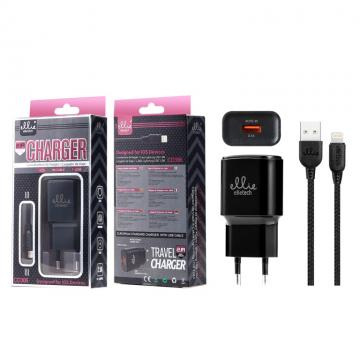 Chargeur Voyage Ellietech CD306 avec Câble pour Lightning 1USB 1M