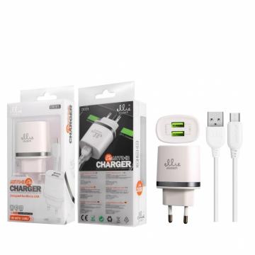 Ellietech CD205 Chargeur pour Micro USB 2 USB 2.4A Blanc