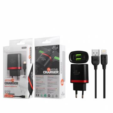 Ellietech CD206 Chargeur pour iPhone Lightning iOS 2 USB 2.4A Noir