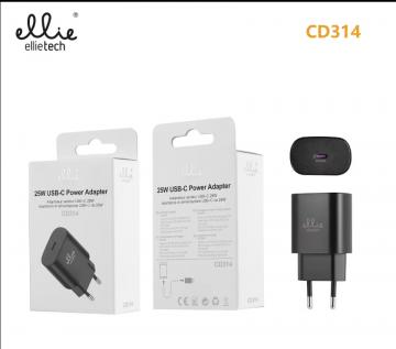 Ellietech CD314 Chargeur USB-C 25W Charge Rapide Noir