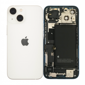 Châssis Arrière iPhone 13 Mini (A2481 / A2626 / A2628 / A2629 / A2630) avec Batterie Blanc (Origine Démonté) - Grade A