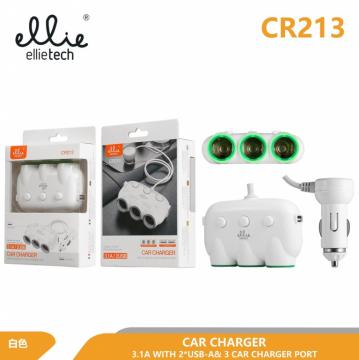 Ellietech CR213 Chargeur Voiture Prise Multiple 2USB 3.1A