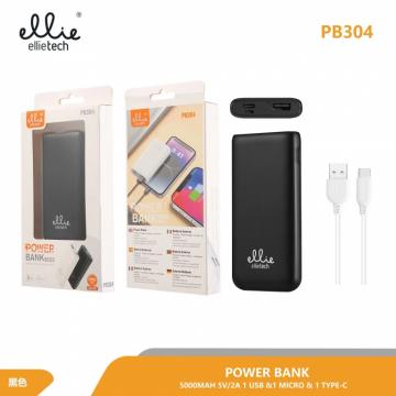 Ellietech PB304 Power Bank 5000mAh 5V / 2A avec 1 USB/1 Micro/1 Type-C OFF30