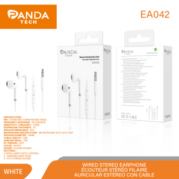 Panda-tech EA042 Stereo Écouteurs Intra-auriculaires Filaires Stéréo Jack 3.5mm