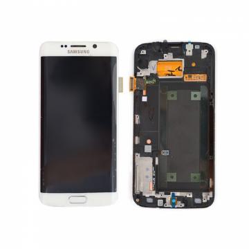 Original Écran Complet Vitre Tactile LCD Châssis Samsung Galaxy S6 Edge (G925F) Blanc Service Pack