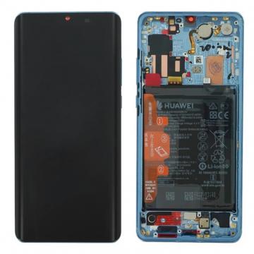 Original Écran Complet Vitre Tactile LCD Châssis + Batterie HUAWEI P30 Pro Bleu Service pack