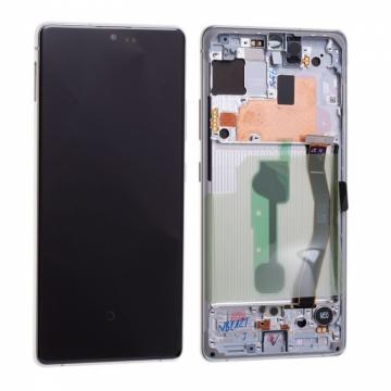 Original Écran Complet Vitre Tactile LCD Châssis Samsung Galaxy S10 Lite (G770F) Argent/Blanc Service Pack