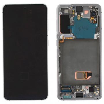 Original Écran Complet Vitre Tactile LCD Châssis Samsung Galaxy S21 5G 2021 (G991B) Service Pack GRAY