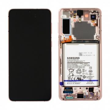Original Écran Complet Vitre Tactile LCD Châssis Samsung Galaxy S21 5G 2021 (G991B) Service Pack Violet