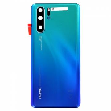 Cache Batterie Huawei P30 Pro Avec Logo + Adhésif+CE+ Vitre caméra Aurora Bleu